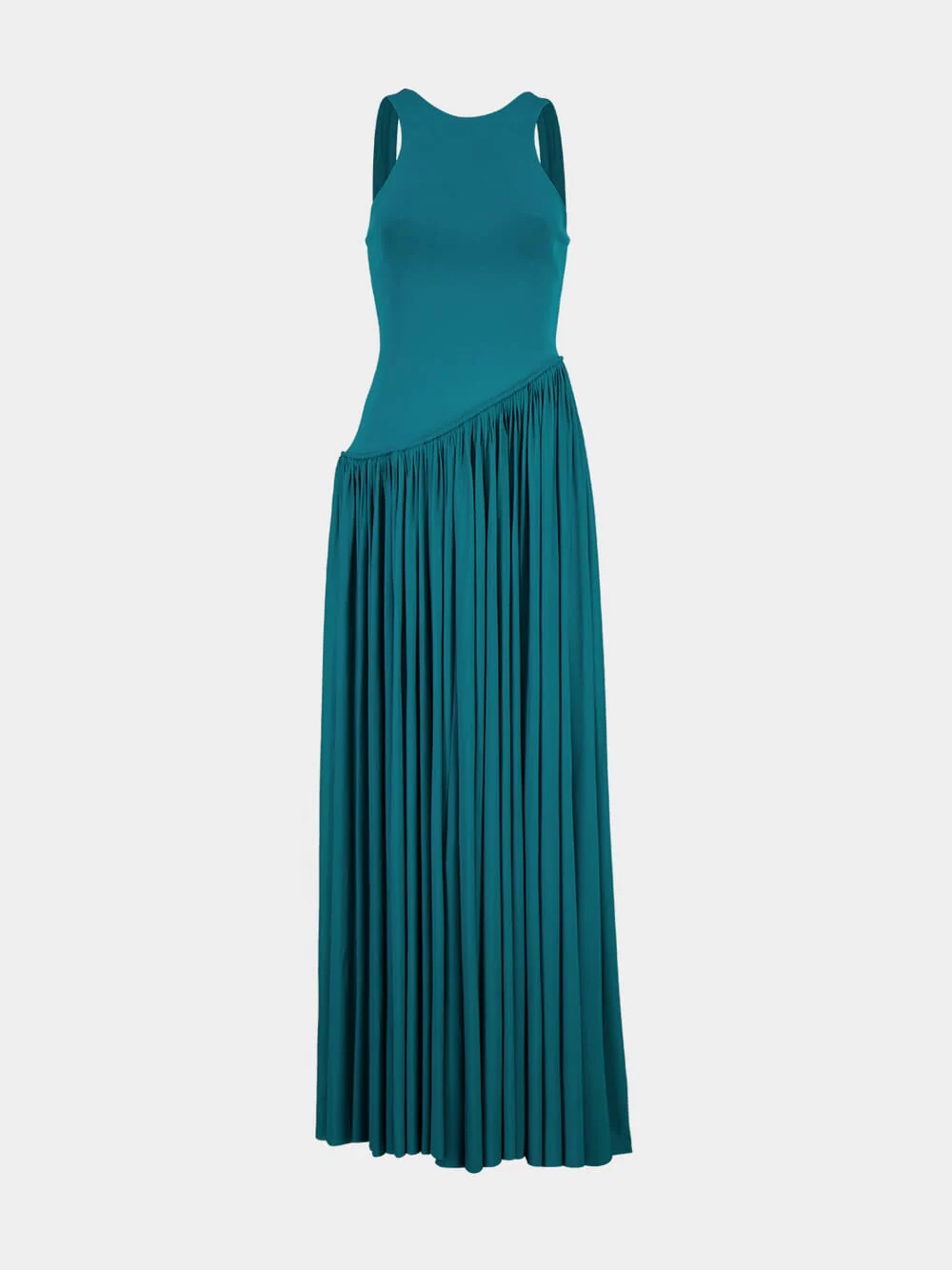 Teal Luna Asymmetric Maxi Dress - Image 2