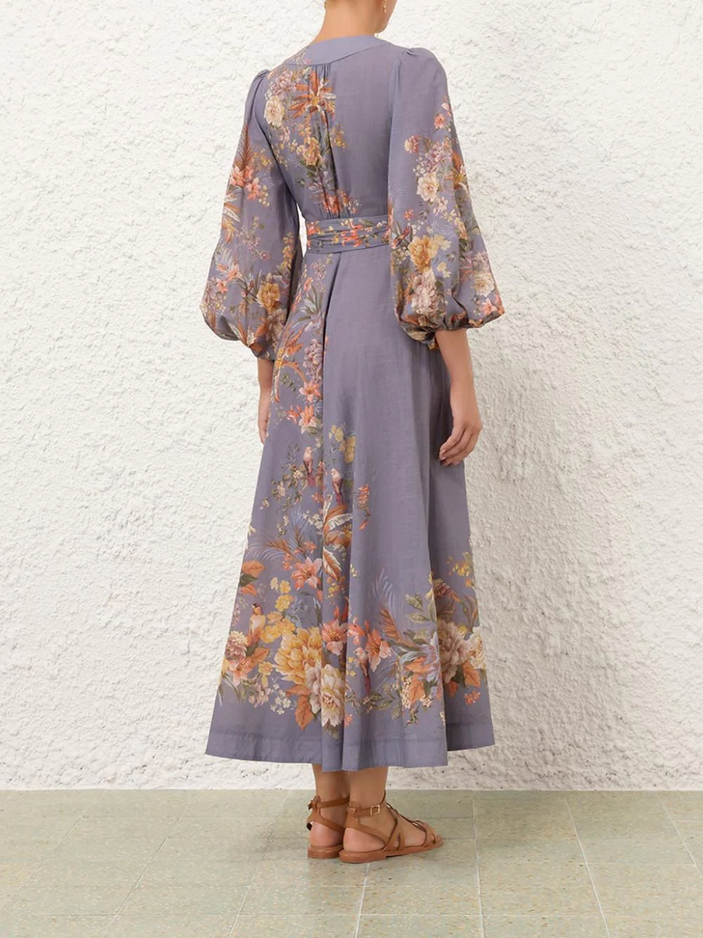 Teal Multi Floral Wrap Dress - Image 4