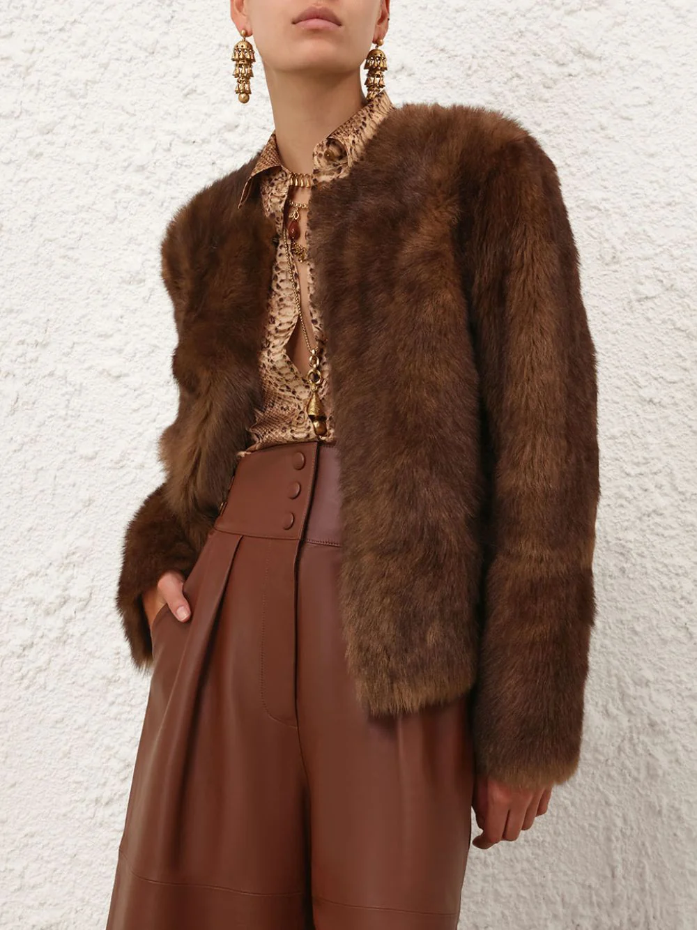 Toffee Hypnotic Shearling Jacket - Image 2
