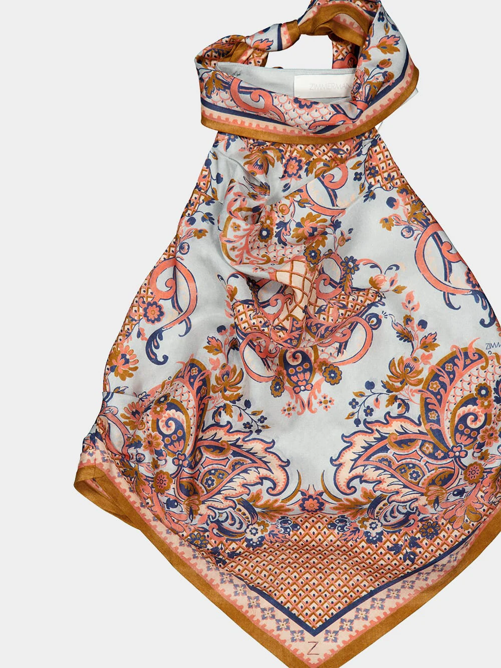 Blue Paisley Flora Aster Silk Scarf Top - Image 3
