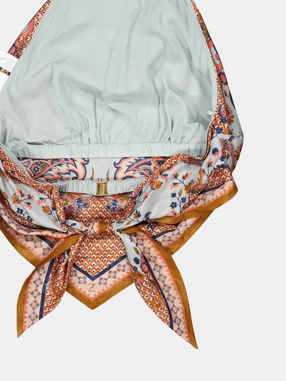 Blue Paisley Flora Aster Silk Scarf Top - Image 4