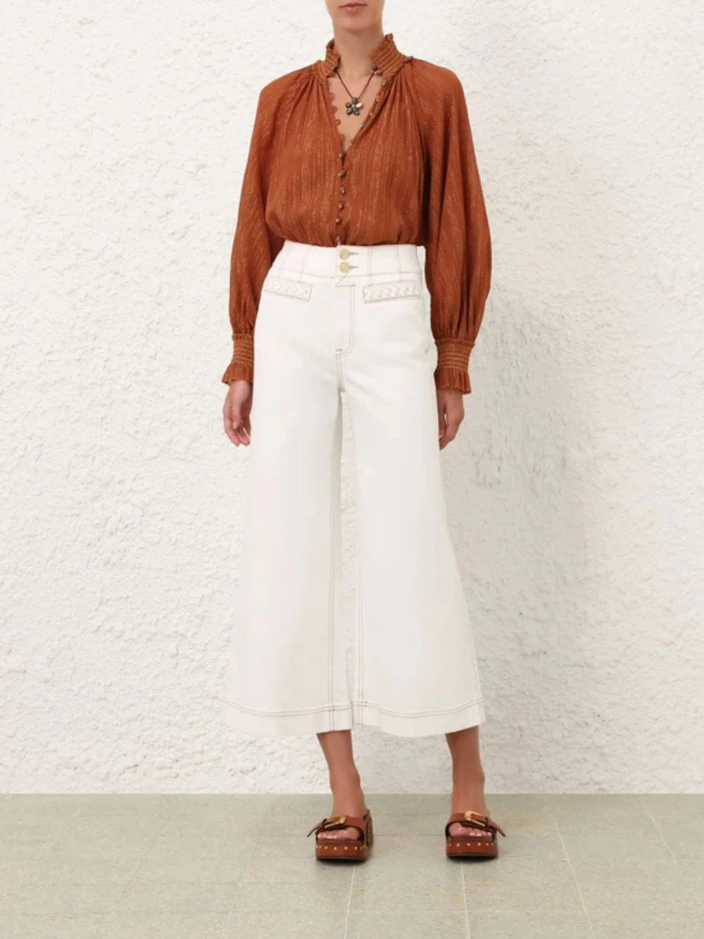 Vintage Cream Roselight Flare Jeans - Image 2
