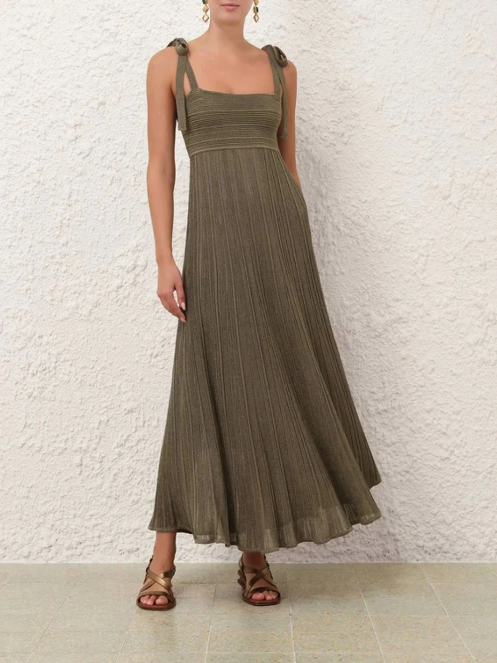 Wanderlust Metallic Olive Maxi Dress