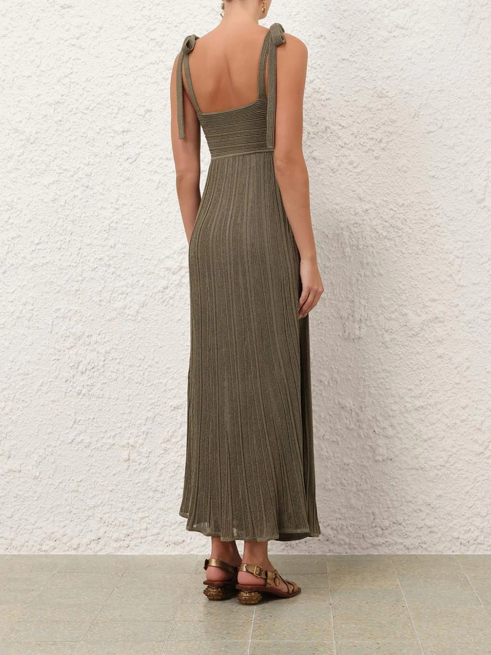 Wanderlust Metallic Olive Maxi Dress - Image 3