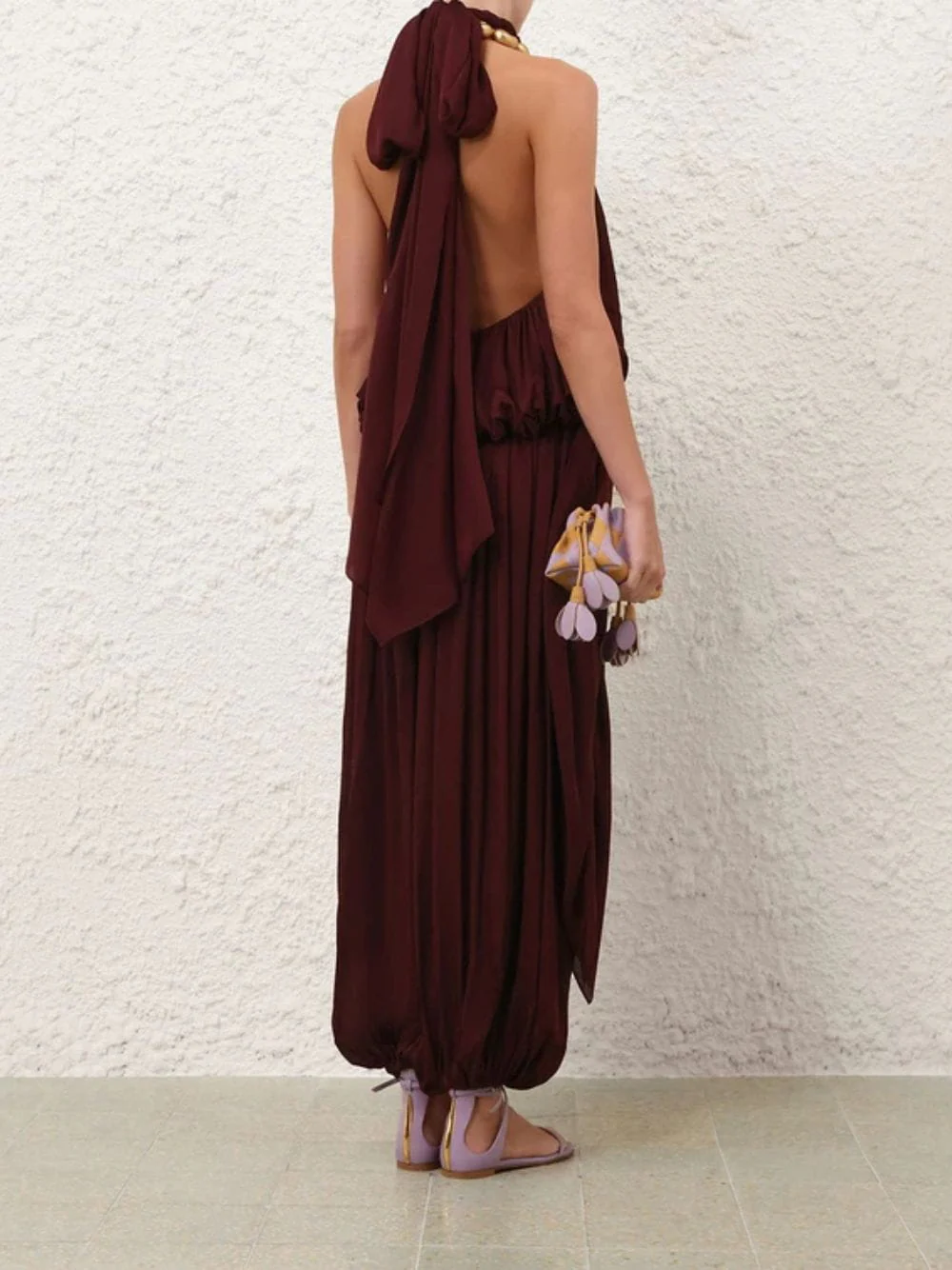 Wine Luna Billow Halter Top - Image 5