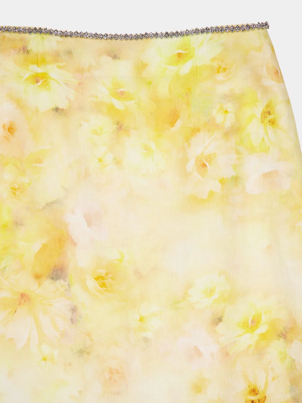 Yellow Floral Crush Scalloped Midi Skirt - Image 3