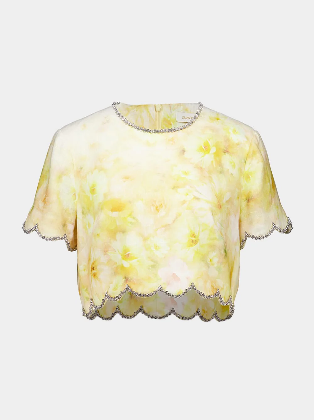 Yellow Floral Crush Scalloped Top - Image 2