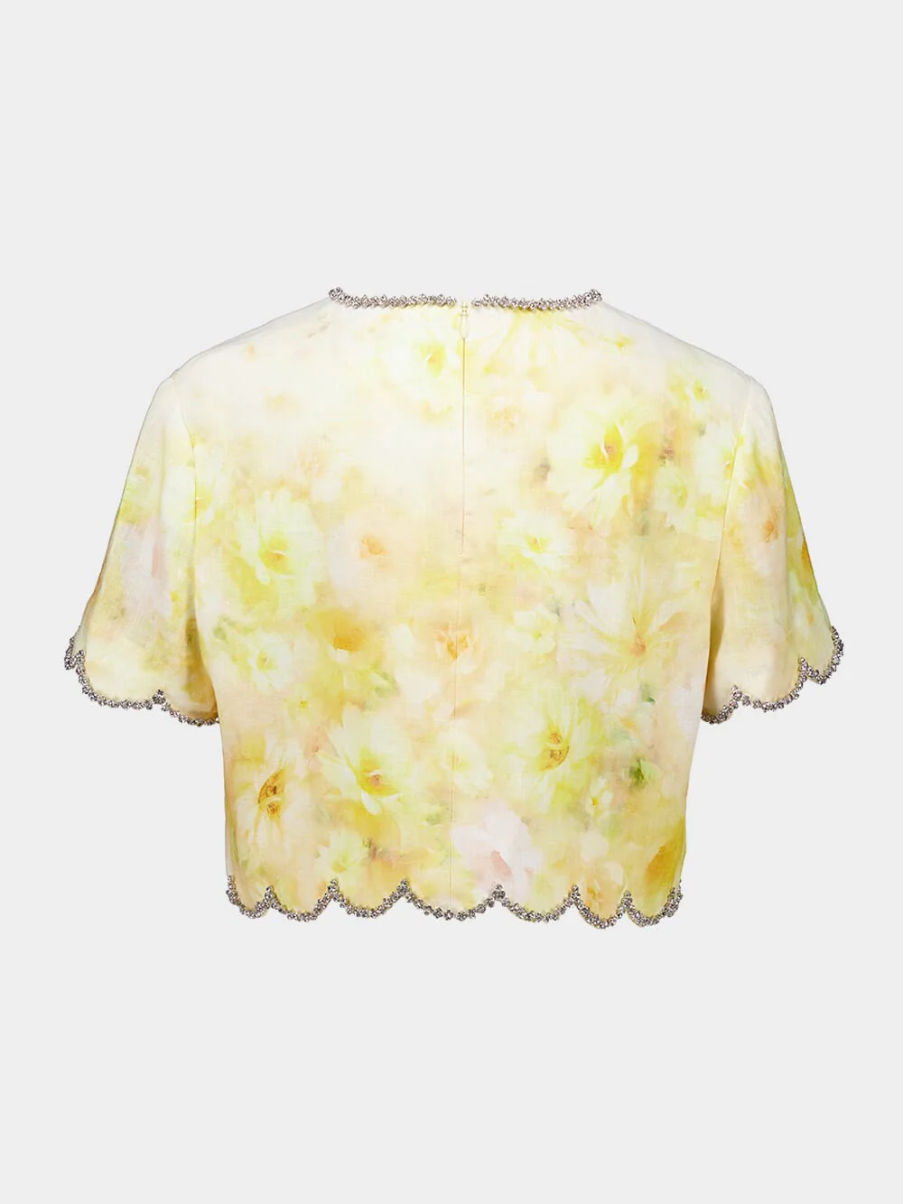 Yellow Floral Crush Scalloped Top - Image 4